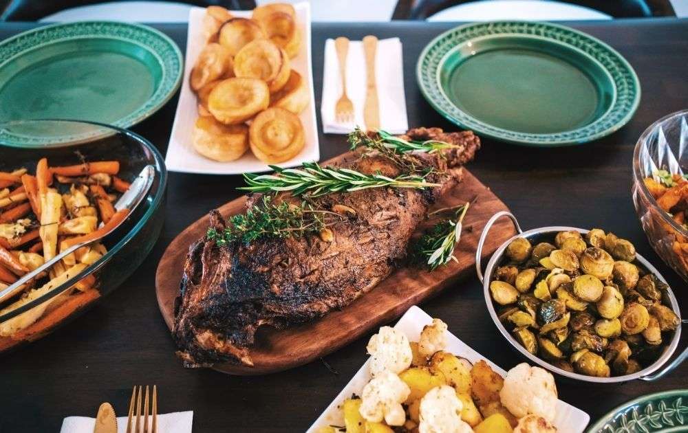 Holiday meal made of organic produce